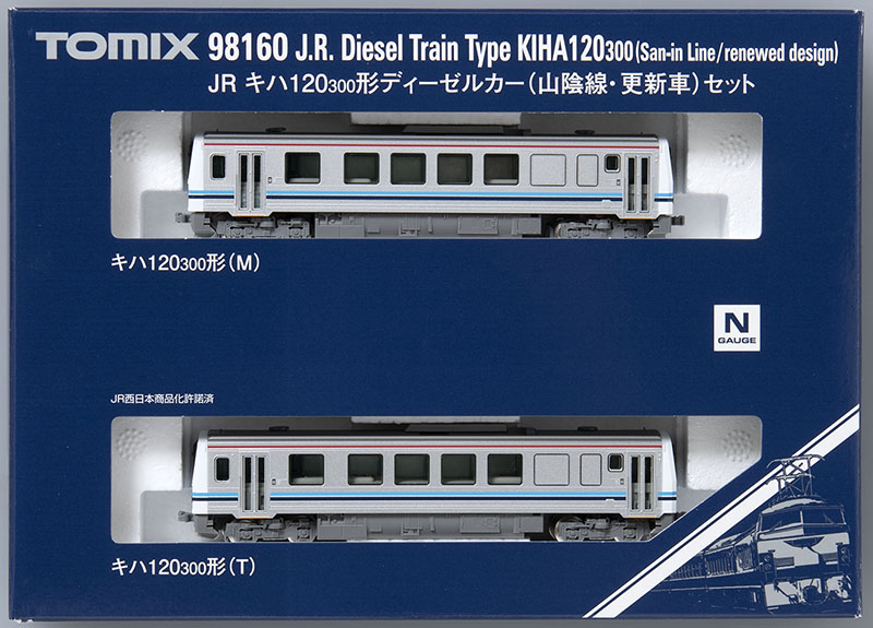 品番98160のウインド付紙箱。M車とT車の収納状態。写真：TOMIX／トミーテック公式商品資料。