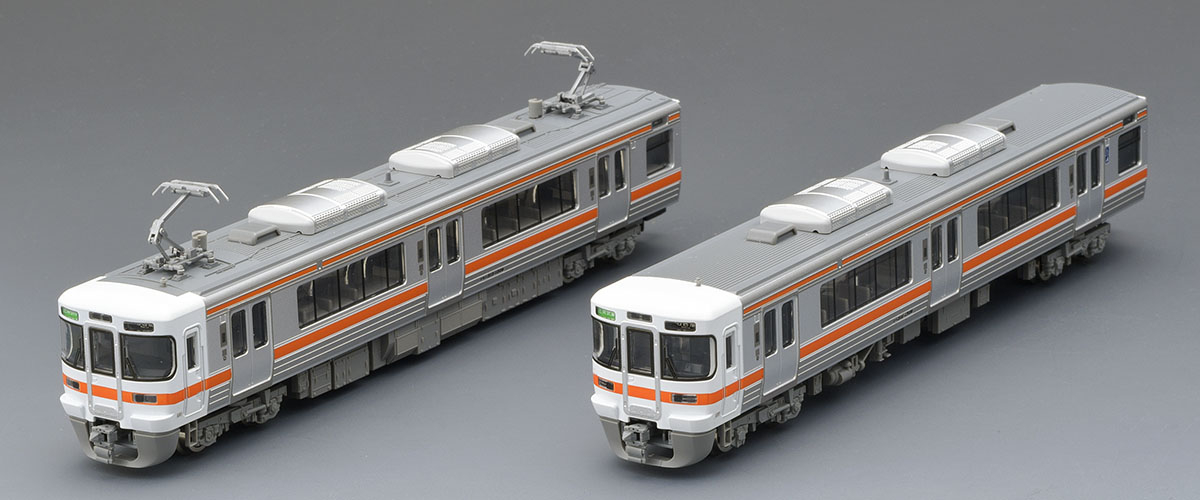 313-1300系の基本2両。パンタグラフのある車両とない車両。写真:TOMIX/トミーテック公式商品資料。