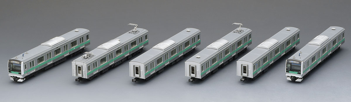 常磐線各駅停車のE233-2000系基本6両。動力は1両です。模型写真:TOMIX公式商品資料。